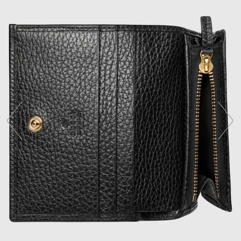 FULL SET | Gucci GG Marmont Black Leather Card Case Wallet + Box & Dust Bag